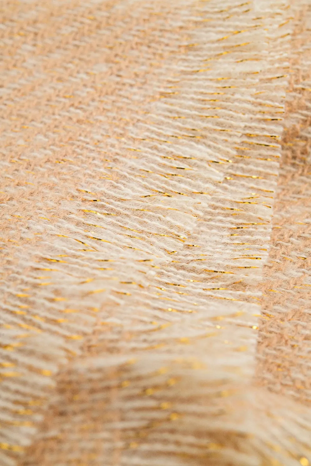 Camel-Colored Scarf With Gold Thread Detail