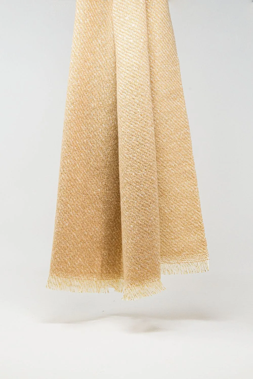 Camel-Colored Scarf With Gold Thread Detail