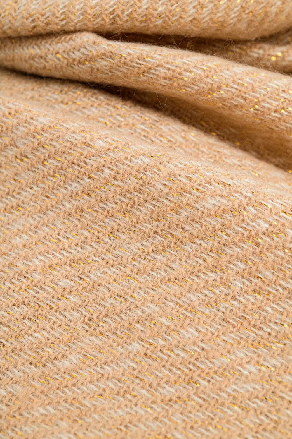Camel-Colored Scarf With Gold Thread Detail