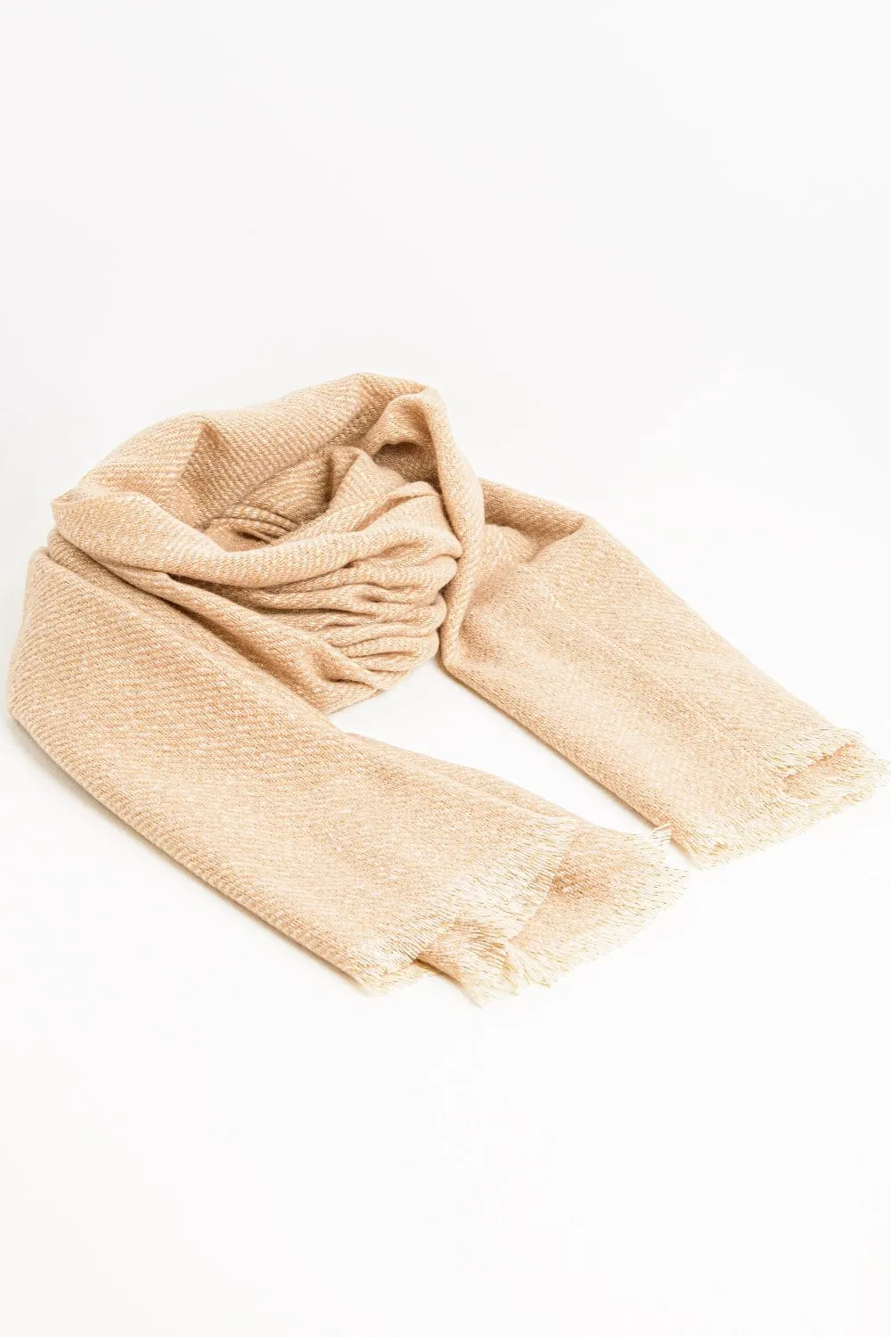 Camel-Colored Scarf With Gold Thread Detail