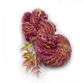 Hand Spun Australian Merino Wool Chunky Art Yarn in Apricot Orange 12737