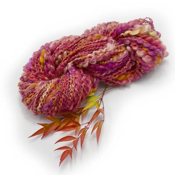 Hand Spun Australian Merino Wool Chunky Art Yarn in Apricot Orange 12737