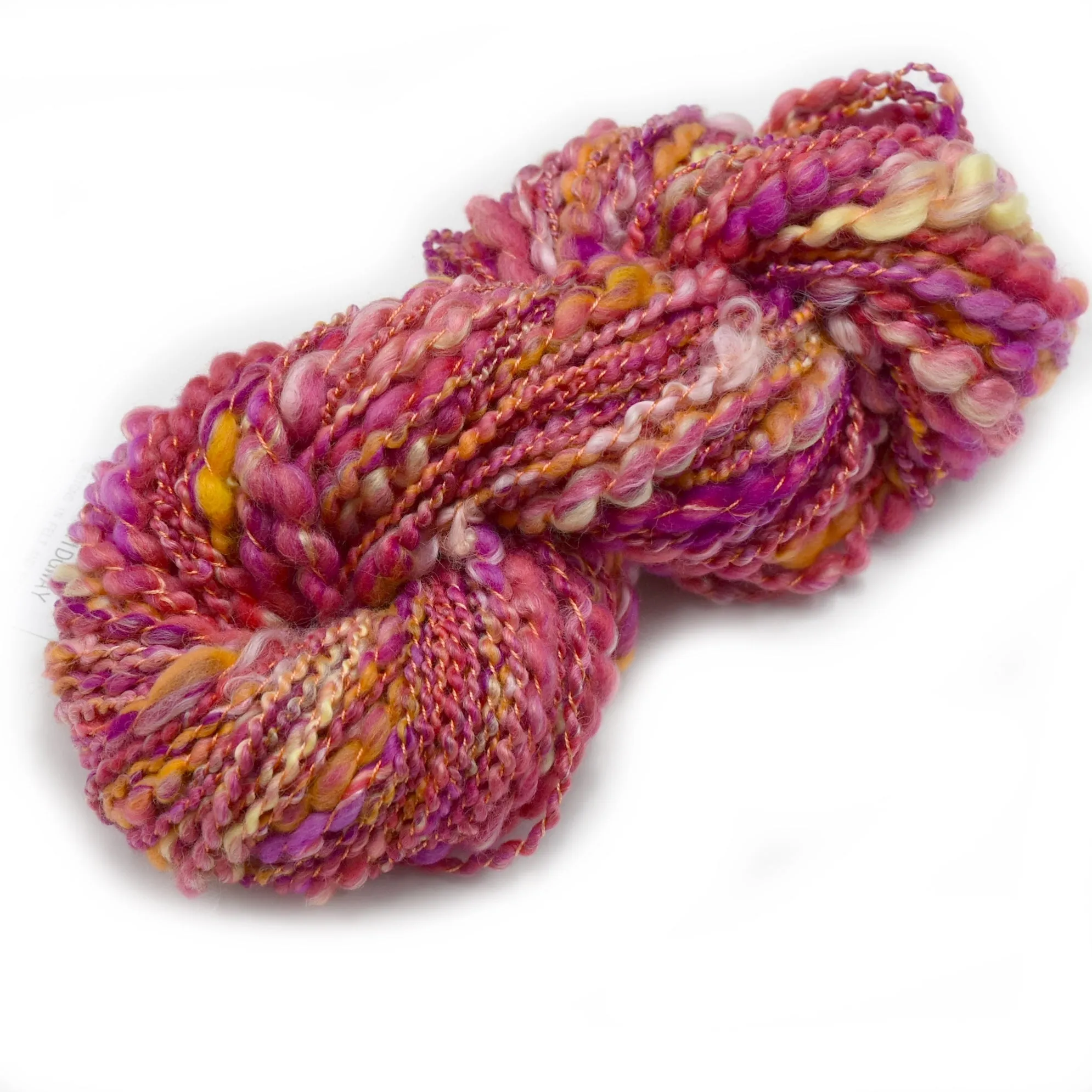 Hand Spun Australian Merino Wool Chunky Art Yarn in Apricot Orange 12737