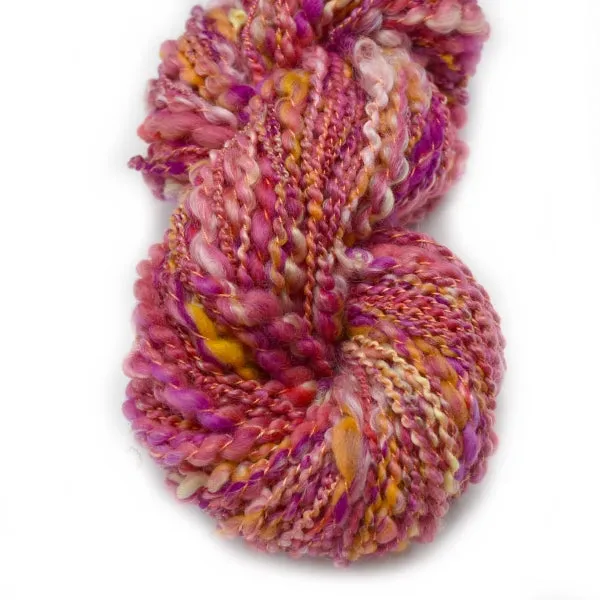 Hand Spun Australian Merino Wool Chunky Art Yarn in Apricot Orange 12737