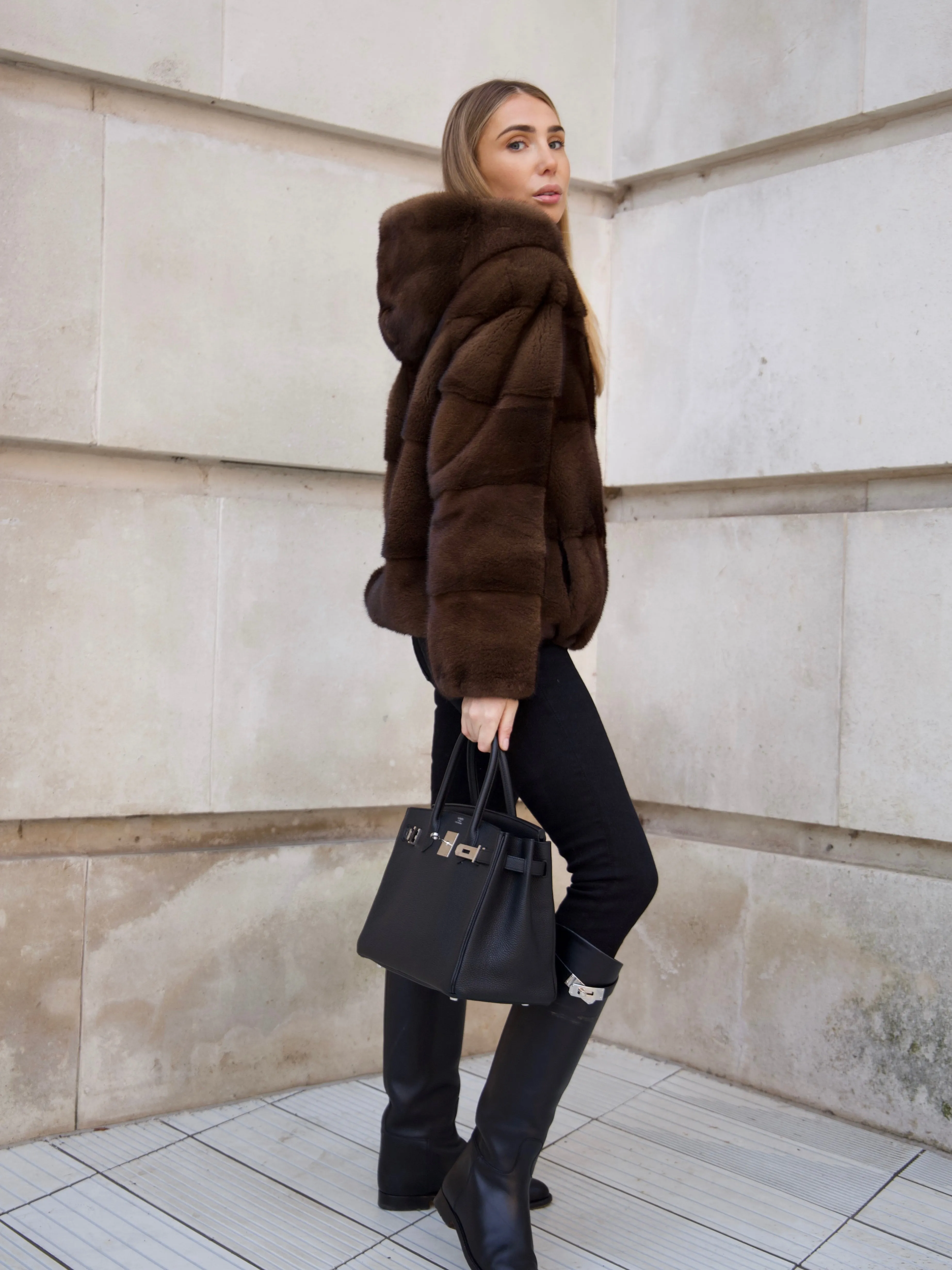 Hooded Alexandra Coat Chocolate Brown