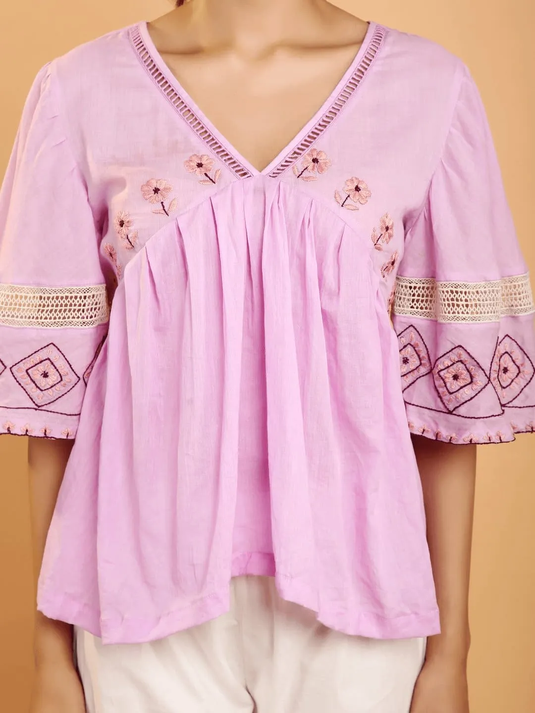 Lavender Peplum Boho Chikankari Co-Ord Set