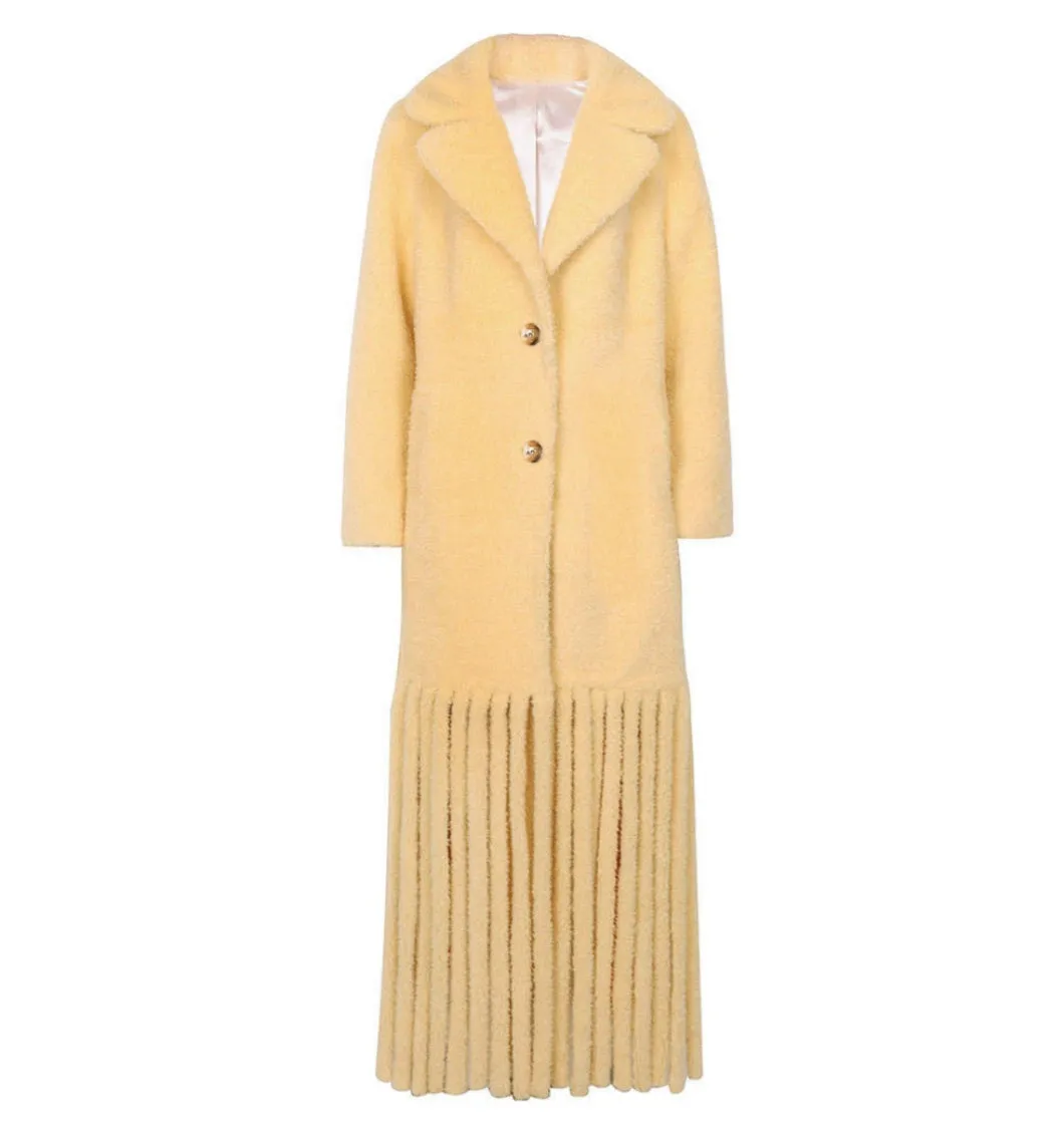 Long Sheep Fur Fringe Coat