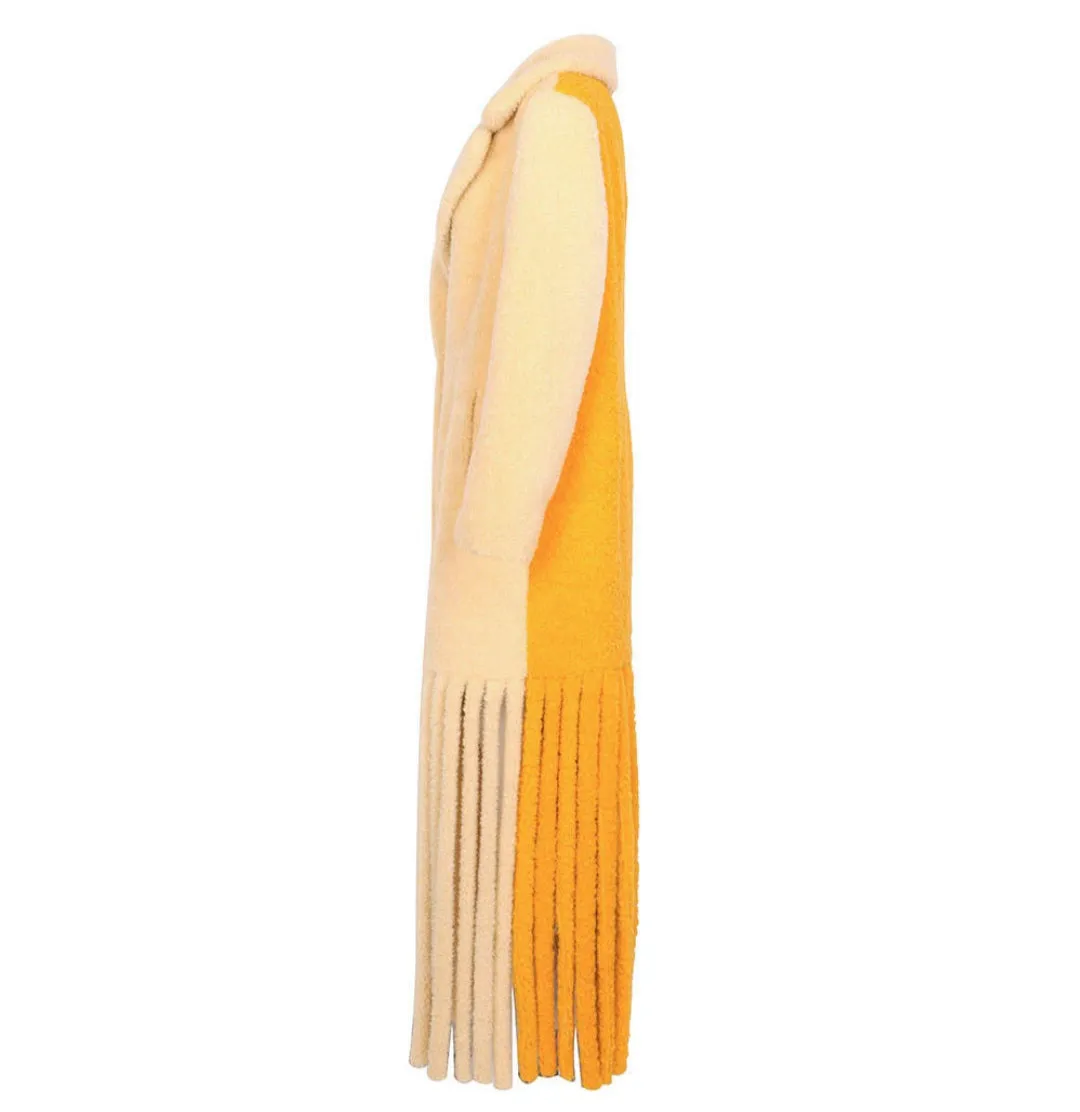 Long Sheep Fur Fringe Coat