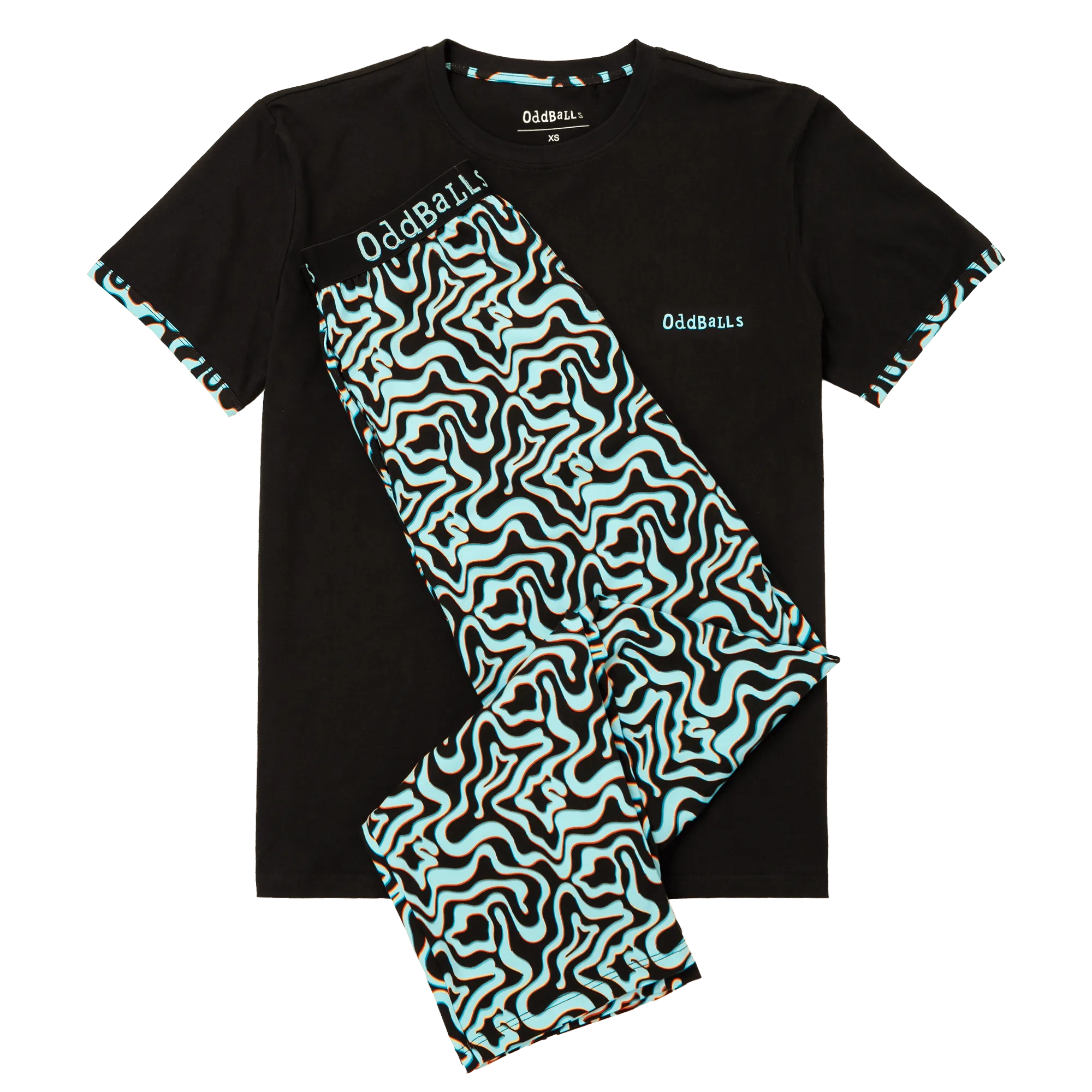 Mens Long Pyjamas - Neon Lava - Trousers & T-Shirt