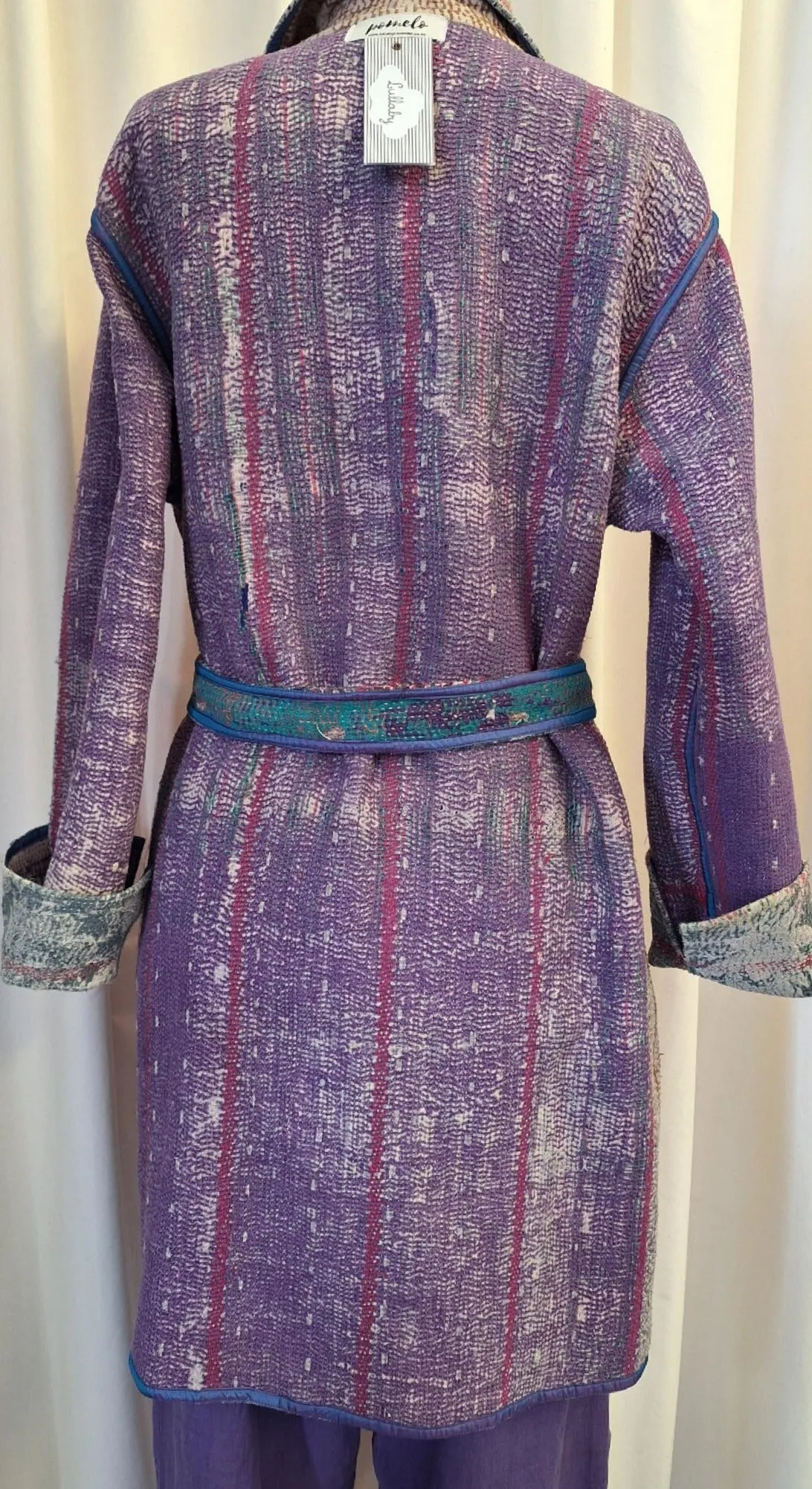Reversible Vintage Kantha Coat Lavender - I