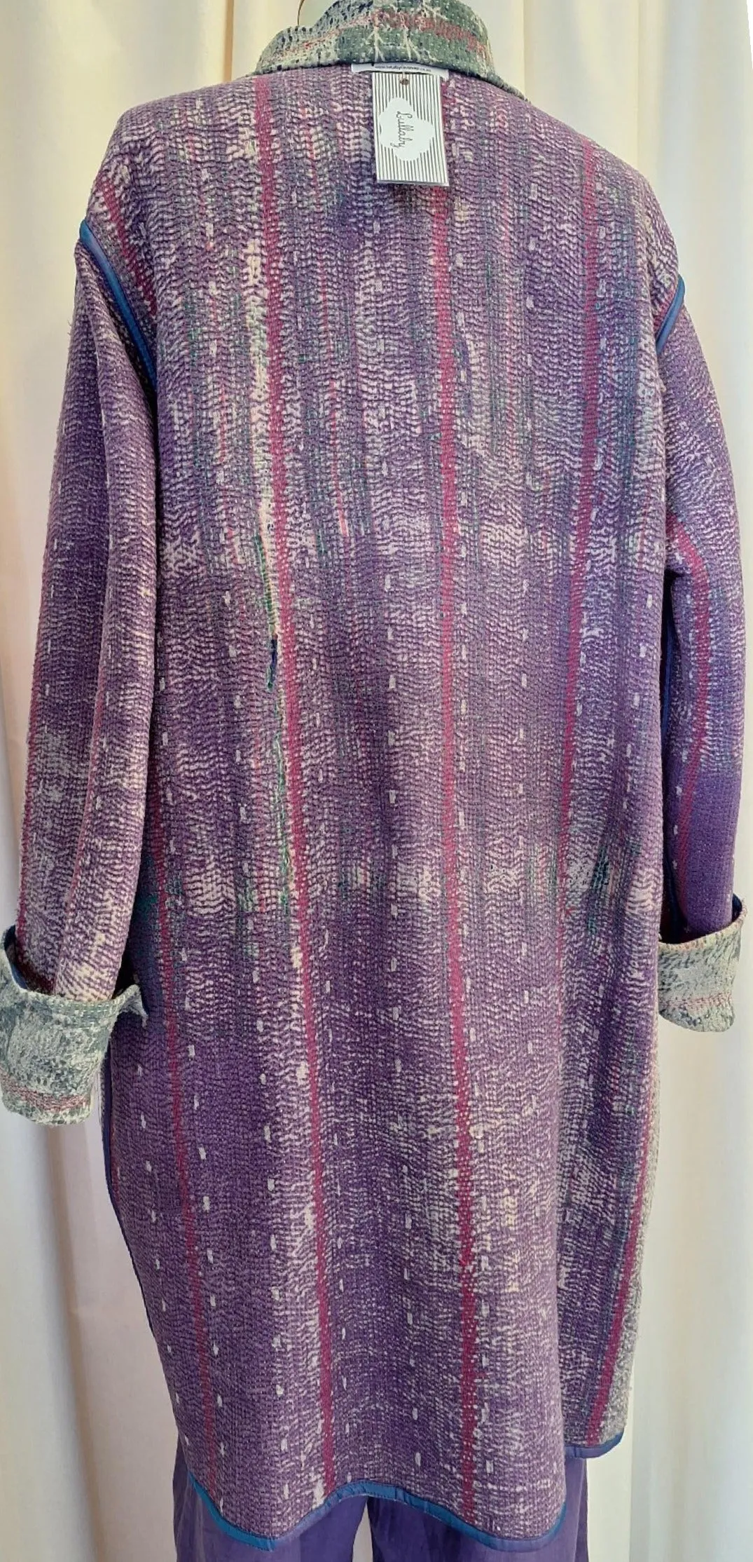Reversible Vintage Kantha Coat Lavender - I