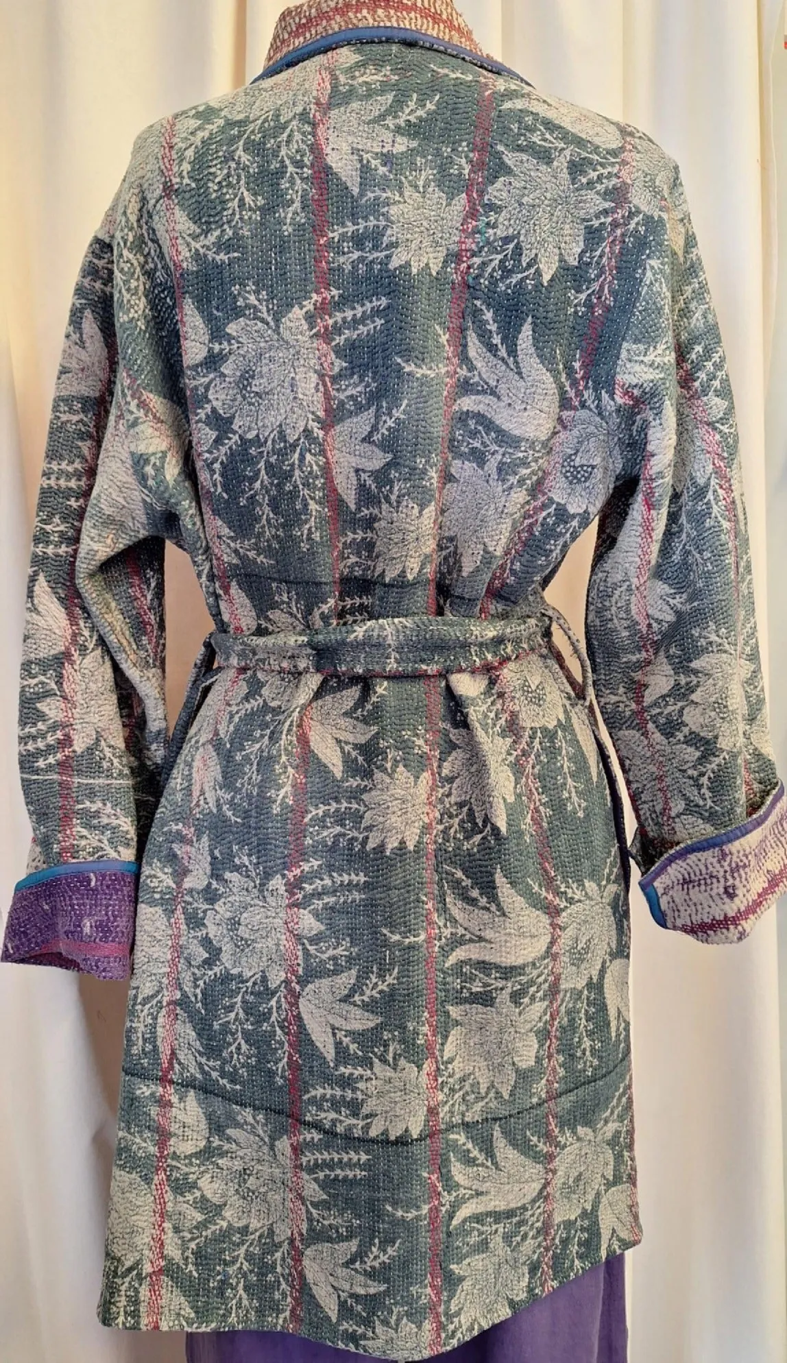 Reversible Vintage Kantha Coat Lavender - I