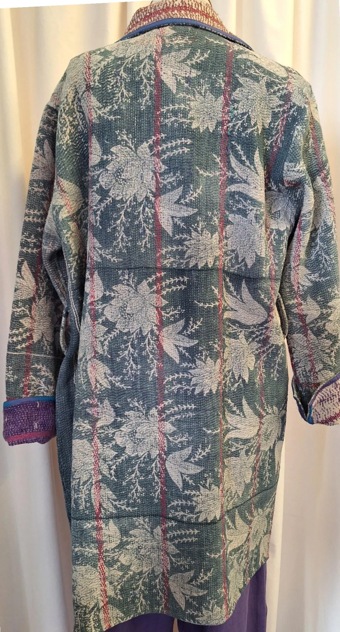 Reversible Vintage Kantha Coat Lavender - I