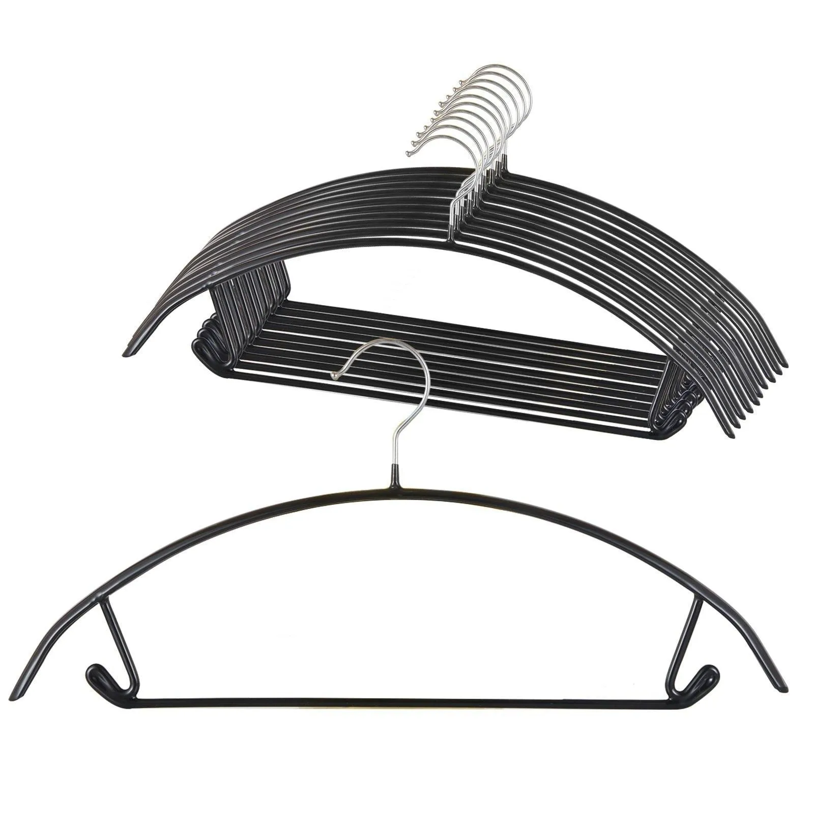 Voilamart Bump Free Clothes Hangers 30 Pack, Non Slip Dry Wet Hangers, No Shoulder Bump Suit Hangers with Bar Hooks for Men Women Dress Coat Pant Closet Organizer-Steel