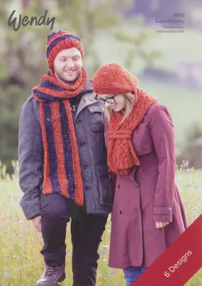 Wendy Super Chunky Knitting Pattern - Adult's Winter Accessories (7008)