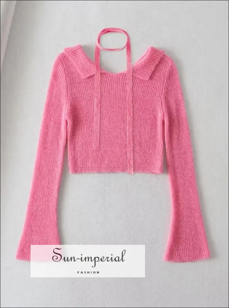 Women Off The Shoulder Knit  Cropped Jumper With Overlay Detail And Skinny Matching Scarf
