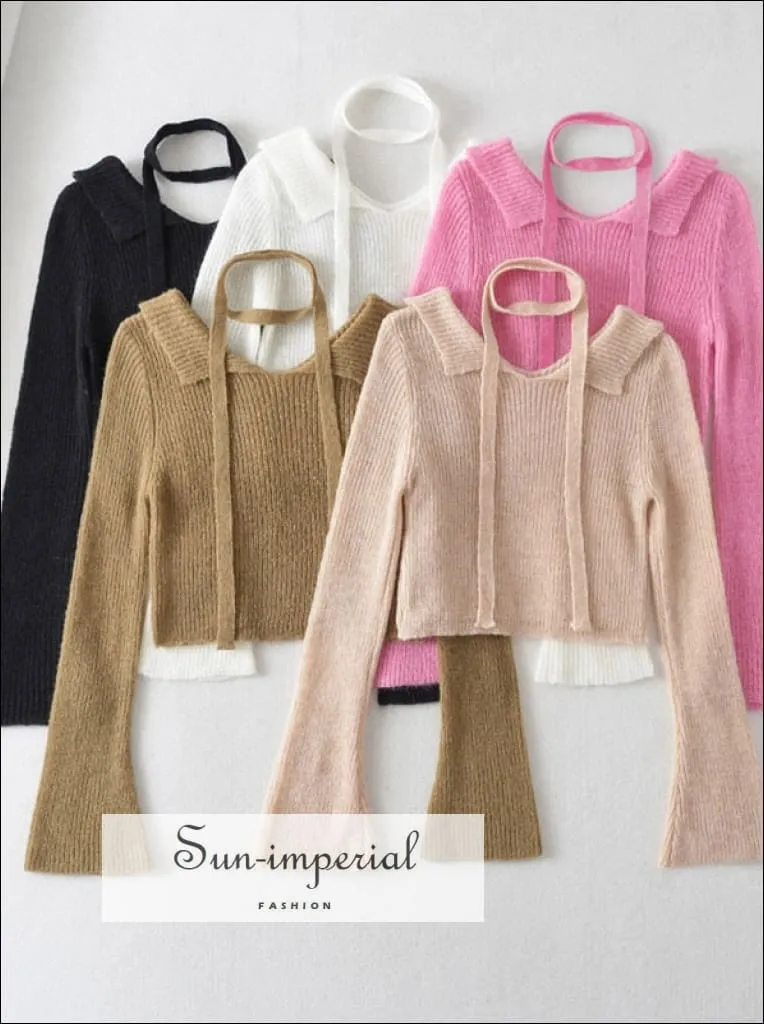 Women Off The Shoulder Knit  Cropped Jumper With Overlay Detail And Skinny Matching Scarf