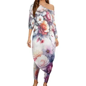Women&#039;s Off Shoulder Two-piece Set Diagonal shoulder two piece set